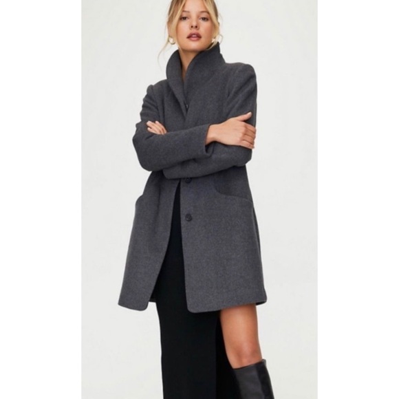 Wilfred Jackets & Blazers - WILFRED • Aritzia Dark Grey/Charcoal Cocoon Wool-Cashmere Trench Coat